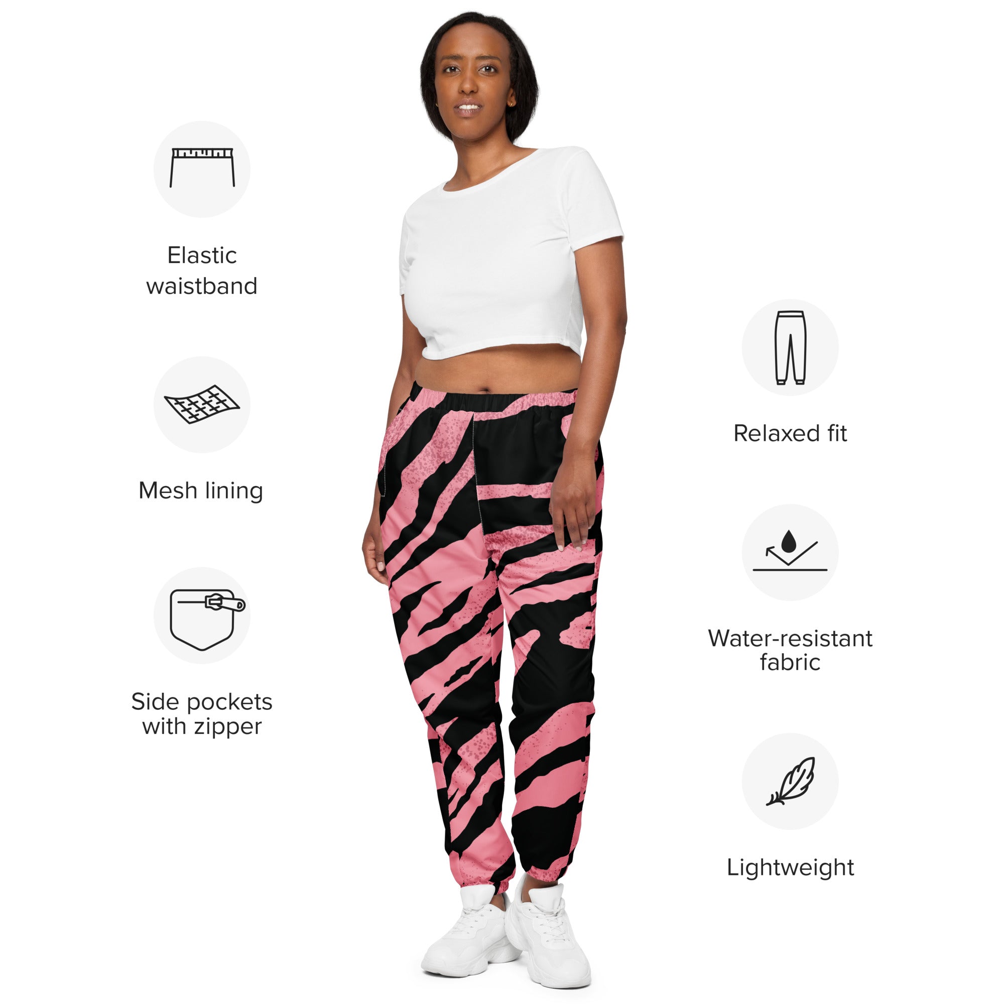 Pink Tiger Print Track Pants